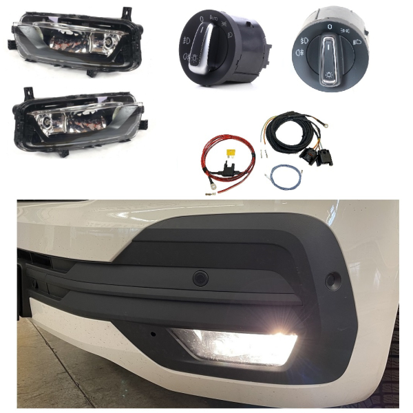 VW T6.1 mistlamp NSW retrofitpakket, compleet inclusief kabelset en lichtschakelaar, voertuig met lichtschakelaar inclusief "AUTO" lichtstand