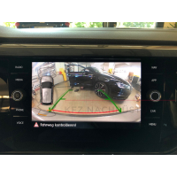 VW Polo AW Nachrüstsatz Original Volkswagen Emblem Rückfahrkamera, Variante High mit dynamischen Hilfslinien, Ausführung mit altem VW-Logo