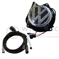 VW Polo AW Nachrüstsatz Original Volkswagen Emblem Rückfahrkamera, Variante High mit dynamischen Hilfslinien, Ausführung mit altem VW-Logo