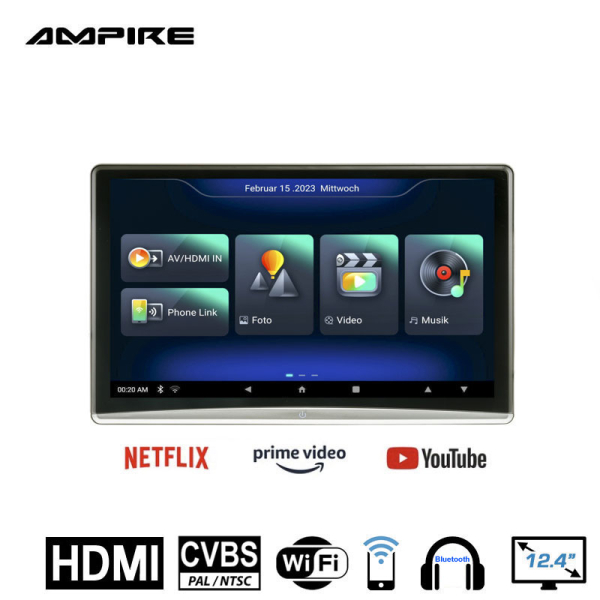 AMPIRE 12.4" RSE-Monitor mit Halterungen und HDMI In/Out