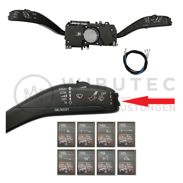 VW T6 Multifunktionsanzeige / MFA / Bordcomputer Nachrüstpaket, Fahrzeug ohne GRA und ohne Heckscheibenwischer