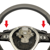 Retrofit kit, flattened leather - multifunction steering wheel for VW T6 (complete retrofit kit for vehicles with plastic steering wheel) -Yes, GRA installed on the steering column switch