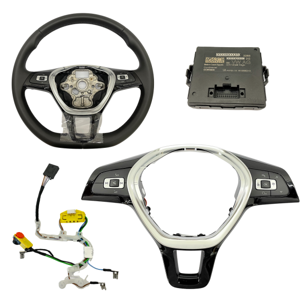 VW Golf 7 retrofit set leather multifunction steering wheel, suitable for vehicles with plastic and leather steering wheel -yes - also order gateway control unit "High".