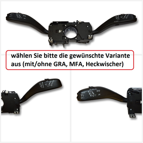 Original Volkswagen Lenkstockschalter für VW T6, Ausführung ohne GRA, ohne MFA, mit Heckwischer