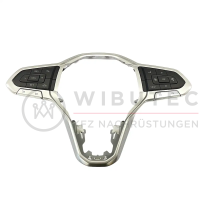 VW T6.1 Nachrüstset Leder Multifunktionslenkrad Standard ohne Schaltwippen und ohne Bedientasten für Geschwindigkeitsregelanlage