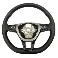 Retrofit kit flattened leather - multifunction steering wheel for VW T6 (complete set for retrofitting for vehicles with plastic steering wheel)