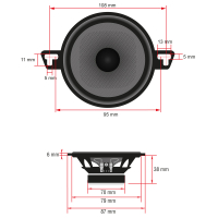 AMPIRE coaxial speakers without grille, 87mm (pair)