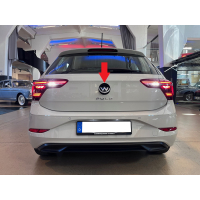 VW Polo AE1 Nachrüstsatz Original Volkswagen Emblem Rückfahrkamera, Variante LOW mit statischen Hilfslinien, Ausführung mit neuem VW-Logo