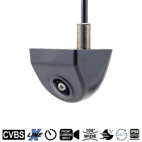 AMPIRE Mini color rear view camera, substructure with 106° lens, front camera input