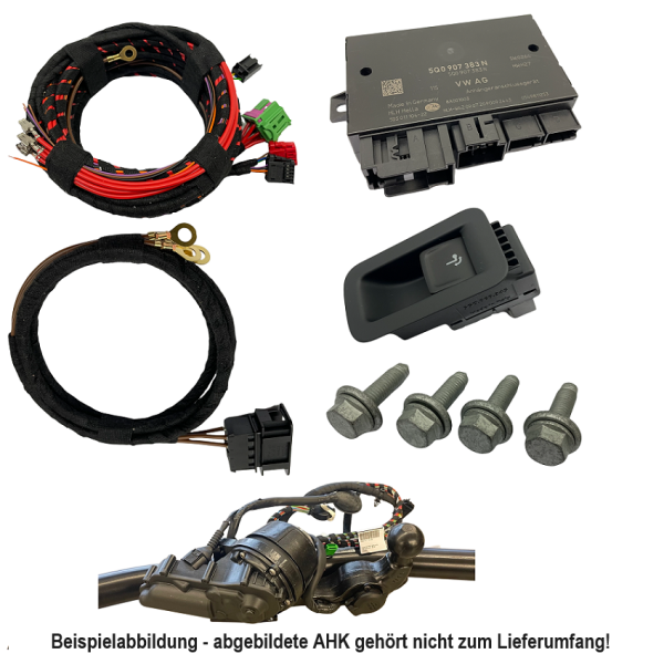 Döndürülebilir römork bağlantısı için kablo seti, kontrol ünitesi, düğme ve vidalardan oluşan VW Touran 5T ağlantı paketi