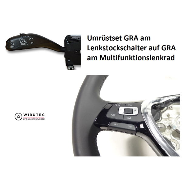 Ombouwset cruise control-systeem van stuurkolomschakelaar naar multifunctioneel stuur voor VW Polo 6C met multifunctioneel lederen stuur (PR nr. 2ZH)