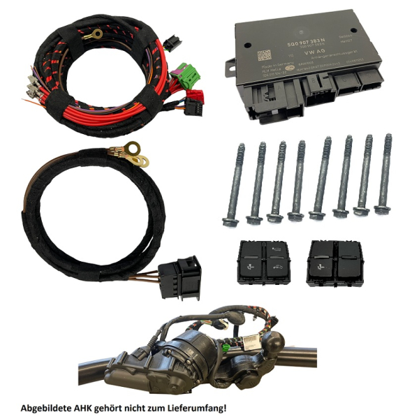 Audi Q7 4M aansluitpakket voor zwenkbare trekhaak, bestaande uit kabelset, bedieningseenheid, knop en schroeven