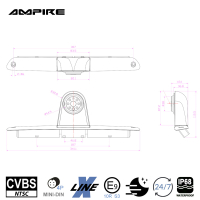 AMPIRE achteruitrijcamera (CVBS), geschikt voor Mercedes Sprinter W906, W907, W910 en VW Crafter 2E