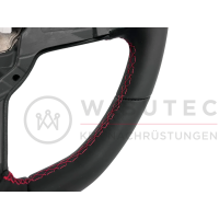 VW Golf 7 VII GTI GLI R Line sports steering wheel without shift paddles with red stitching, 17A419091N APX 5G0419091BQ