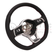 VW Golf 7 VII GTI GLI R Line sports steering wheel without shift paddles with red stitching, 17A419091N APX 5G0419091BQ