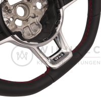 VW Golf 7 VII GTI GLI R Line sports steering wheel without shift paddles with red stitching, 17A419091N APX 5G0419091BQ