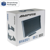 AMPIRE TFT-Monitor 12.7cm (5), 2 Videoeingänge (AHD/CVBS) Klebe/Saugnapfhalter
