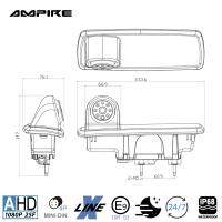 AMPIRE camera (AHD), Opel Vivaro B, Renault Trafic, Nissan NV300, Fiat Talento