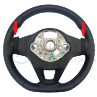 Original Volkswagen leather steering wheel, black stitching, with shift paddles (without buttons and covers)