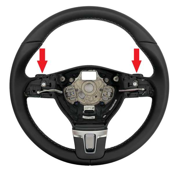 Retrofit kit for shift paddles for VW Sharan 7N1, delivery including new leather steering wheel