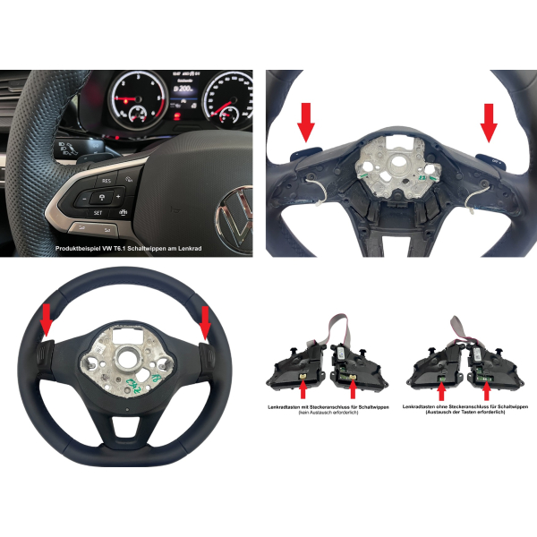 Retrofit kit Tiptronic shift paddles on the steering wheel for VW T-Roc D11 from January 10, 2022