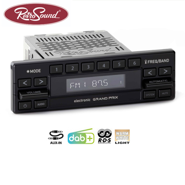 RETROSOUND "MOTOR-1DAB" DAB+ complete set "Grand Prix" met accessoires