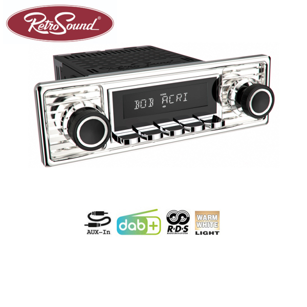 RETROSOUND "MOTOR-1DAB" DAB+ Complete Set "Chrome" with accessories