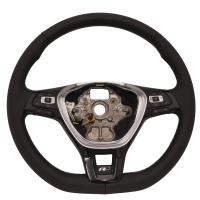 VW R-Line multifunction steering wheel with ACC and assistance button, without shift paddles, silver stitching, heated, 17A419091K
