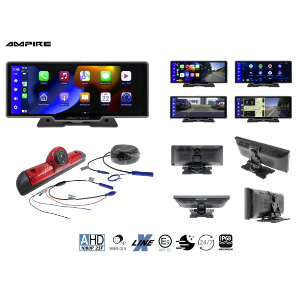Peugeot Boxer 2 Type 250 retrofit kit rear view camera, Apple CarPlay®, Android Auto and dashcam in one set