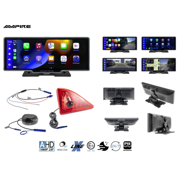 Opel Movano B retrofit kit rear view camera, Apple CarPlay®, Android Auto and dashcam in one set