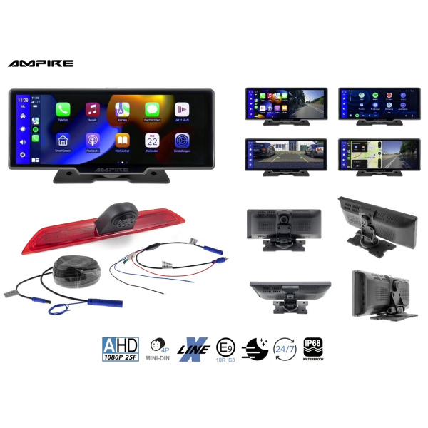 Ford Transit Gen. 7 retrofitkit achteruitrijcamera, Apple CarPlay®, Android Auto en dashcam in één set