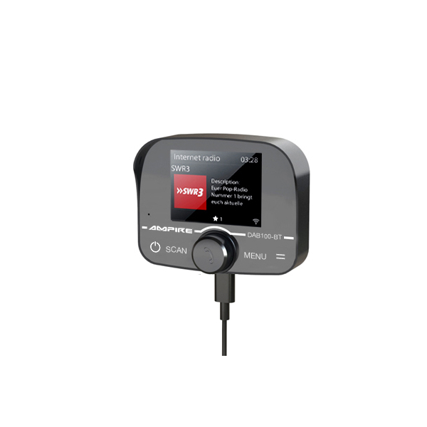 AMPIRE DAB+ Receiver mit BT-Freisprecheinrichtung inklusive DAB+ Antenne