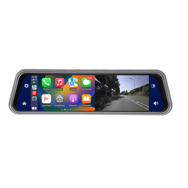 AMPIRE smartphone spiegelmonitor 22,9 cm (9") met AHD dashcam en achteruitrijcamera-ingang
