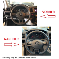 Nachrüstset abgeflachtes Leder - Multifunktionslenkrad inkl. Schaltwippen für VW Amarok 2H Facelift Typ S6 in schwarz/grau