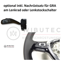 Nachrüstset Leder - Multifunktionslenkrad mit Schaltwippen für VW T6 inkl. Geschwindigkeitsregelanlage über Lenkrad, Nahtfarbe moonrock grey