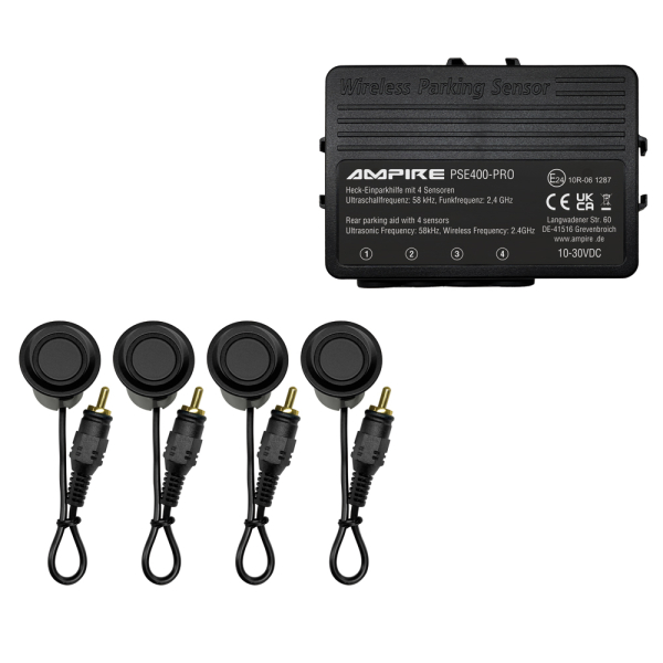 AMPIRE parking aid for additional trailer, matt black, flush-mounted and surface-mounted, waterproof
