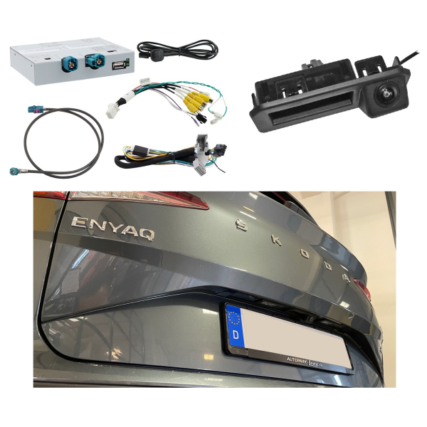 Retrofitset achteruitrijcamera inclusief aansluitinterface voor Skoda Enyaq 5A (inbedrijfstelling mogelijk zonder codering)