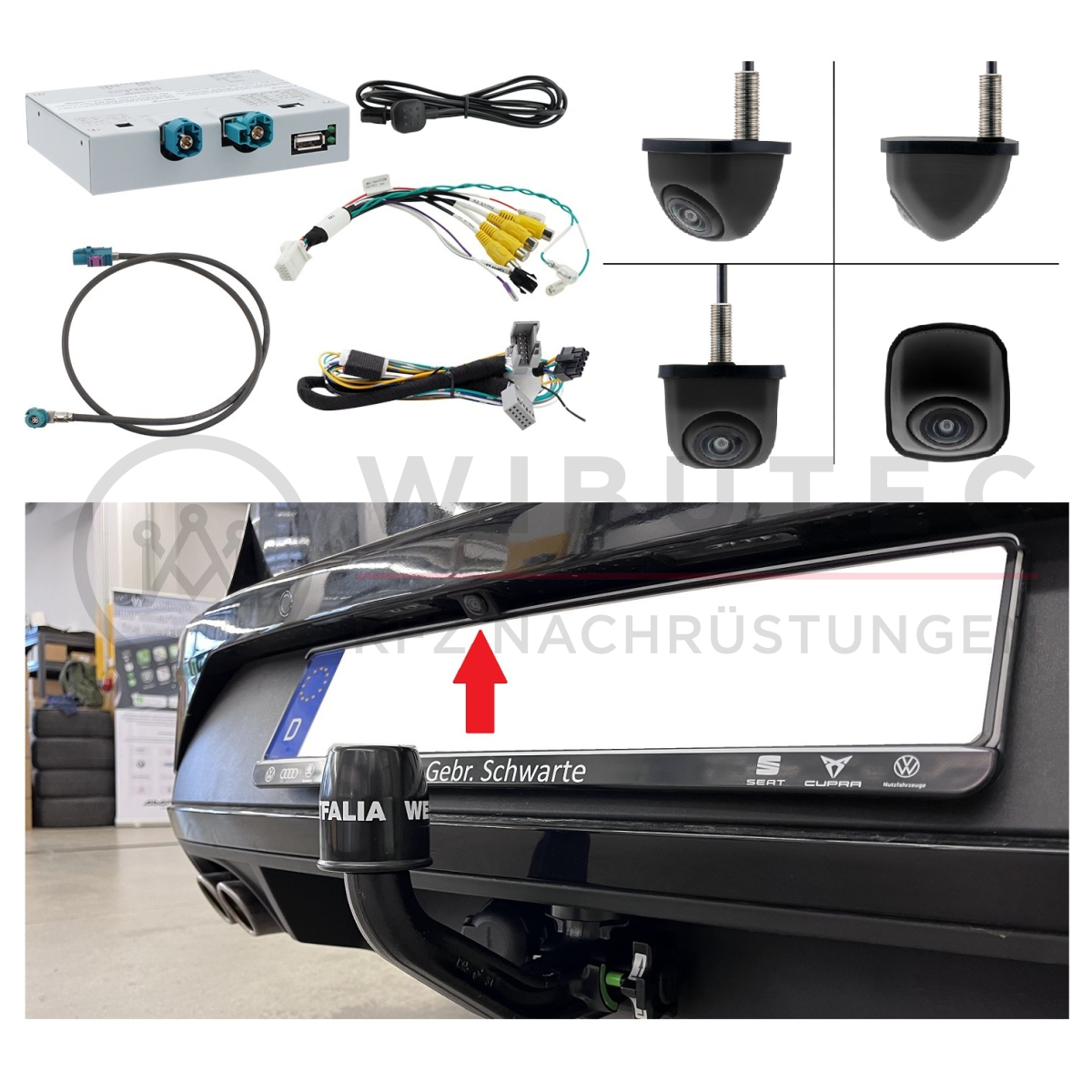 Retrofit kit rear view camera including connection interface for Seat ...