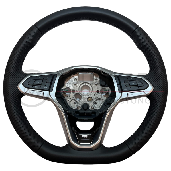 VW R Line multifunction steering wheel with shift paddles, buttons for GRA, seam color black, perforated leather, 3G0419089DR VDH