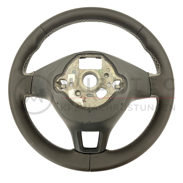 Original Volkswagen Lederlenkrad, moonrock graue Naht, ohne Schaltwippen (ohne Tasten und Blenden)
