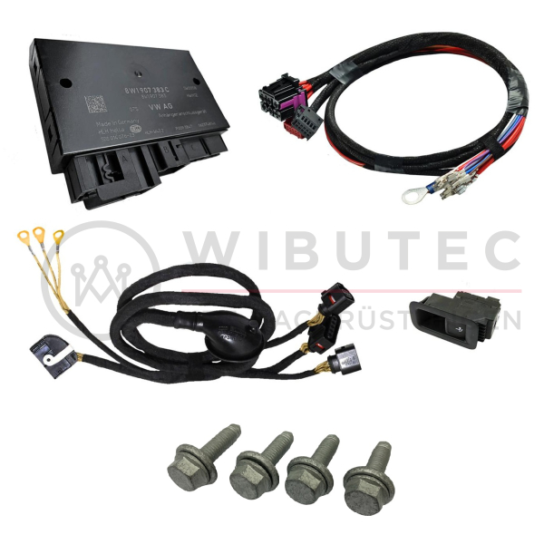 Audi A6 4A C8 Anschlusspaket für schwenkbare Anhängerkupplung, bestehend aus Kabelsatz, Steuergerät, Taster und Schrauben