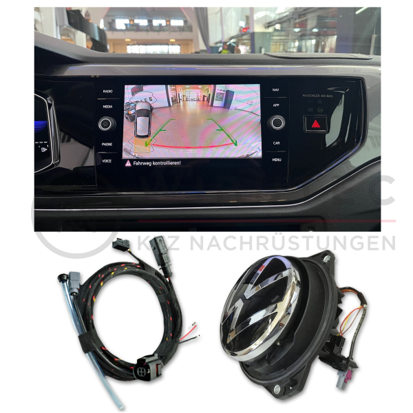 VW Polo AE1 Nachrüstsatz Original Volkswagen Emblem Rückfahrkamera, auch für Fahrzeuge mit SFD2 (z.B. PR-Nr. NI1, NI7, NI8, NI9)