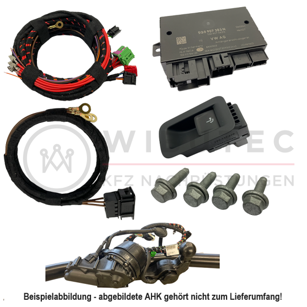 VW Golf 8 connection package for swivel trailer coupling, consisting of cable set, control unit, button and screws