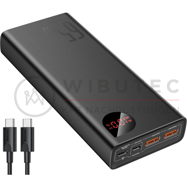 BASEUS Powerbank 20000mAh, 65 Watt, 2x USB-A, USB-C