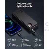 BASEUS Powerbank 20000mAh, 65 Watt, 2x USB-A, USB-C