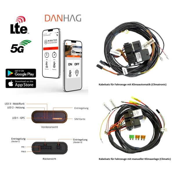 Upgradekit van standkachel naar standkachel voor VW Sharan 7N (ook facelift) - met bediening via mobiele telefoon -