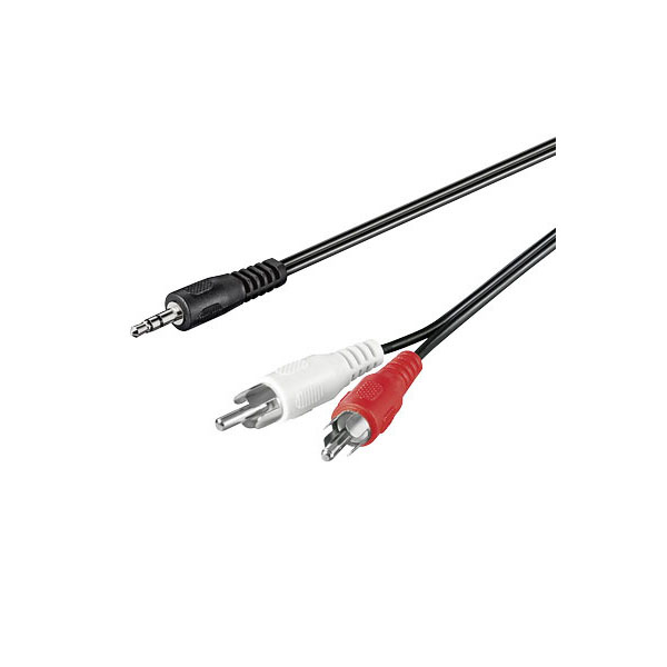 Câble adaptateur audio AMPIRE 150cm, 2 canaux cinch vers jack 3,5mm, cuivre