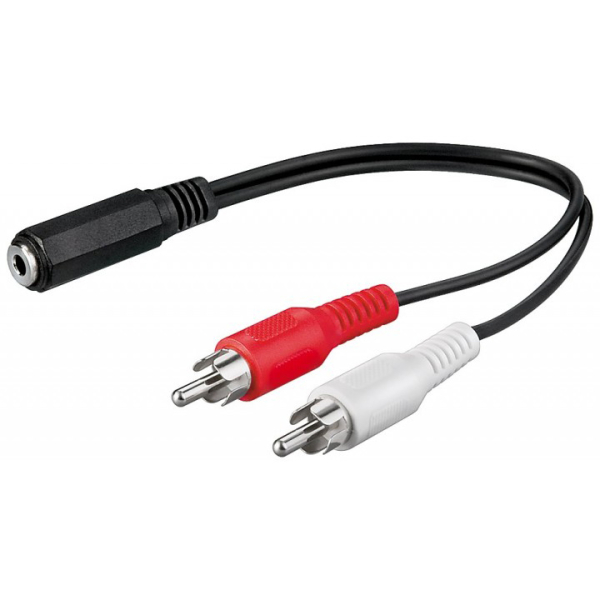 AMPIRE Audio-Adapterkabel 20cm, 2-Kanal Cinchstecker auf 3.5mm Klinkenbuchse