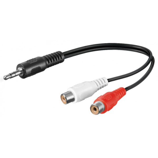 AMPIRE Audio-Adapterkabel 20cm, 2-Kanal Cinch auf 3.5mm Klinke