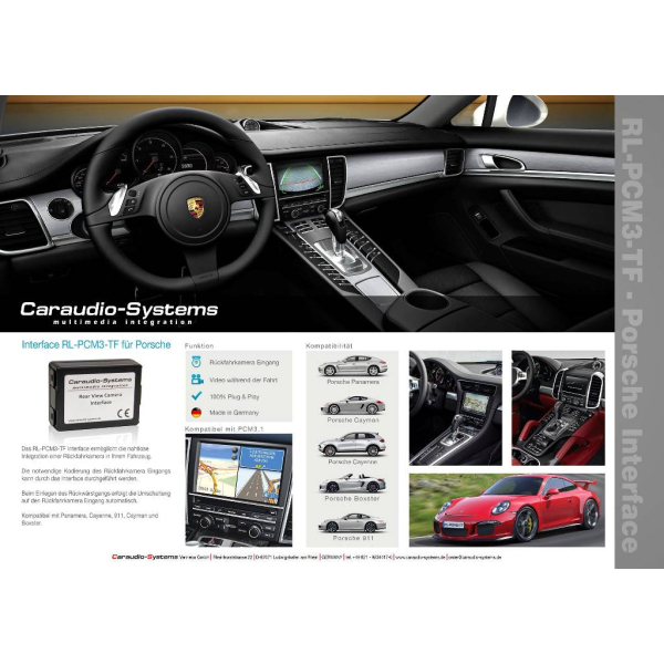 Retrofit kit rear view camera for Porsche Cayenne 958 (complete set)